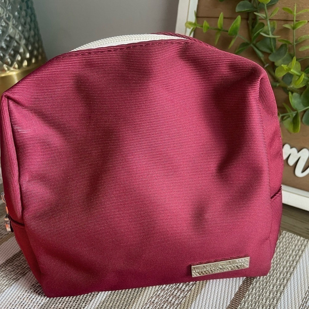 Salvatore Ferragamo Parfum Red Nylon Zippered Cosmetic Case Bag